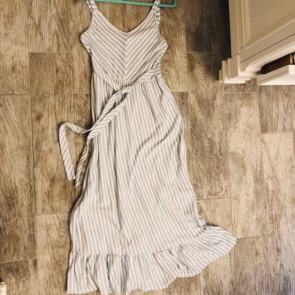Baby Blue & White Striped Maxi, M